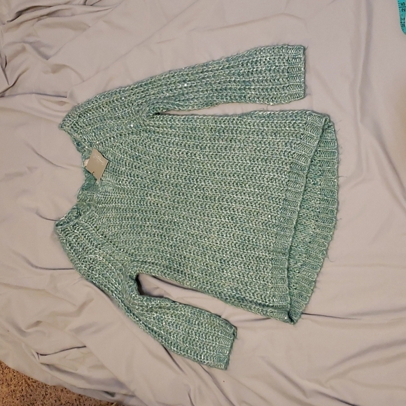 NEW Anthropologie Knitted & Knotted Hi Low Chunky Glitz Sweater Bohemian Spring - Picture 7 of 14